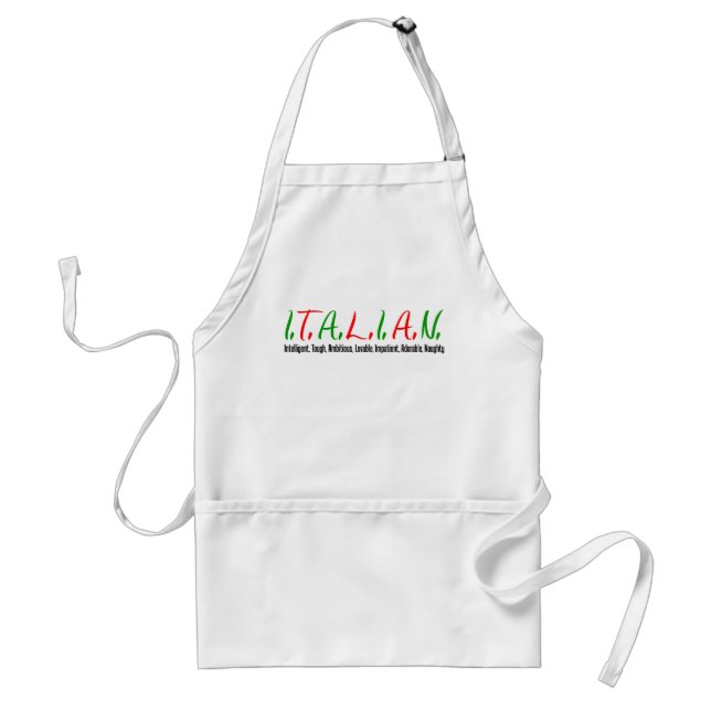 Tablier L'Italien marque avec des lettres des qualités de (Devant)