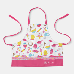 Tablier Little Girl Baker Pink Cooking Pattern Kid Chef