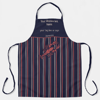 Tablier Lobster Navy Blue And Red Stripe Restaurant