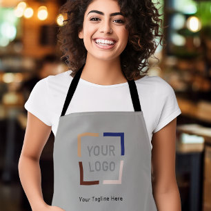 Tablier Logo de l'entreprise personnalisée simple gris per