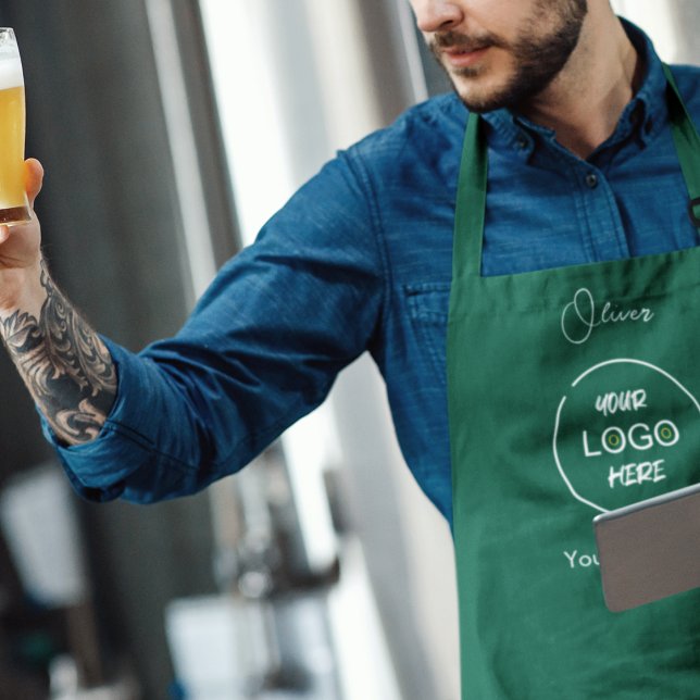 Tablier Logo d'entreprise Moderne Minimal Entreprise Marqu (Business Logo Modern Minimal Company Branded Green Apron
)