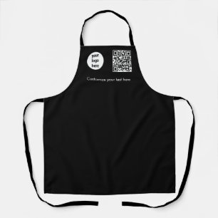 Tablier Logo d'entreprise noir - Code QR promotionnel Text