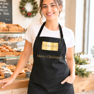 Tablier Logo d'entreprise noir Noël employé