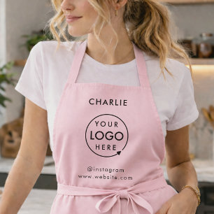 Tablier Logo d'entreprise Nom du personnel rose pâle