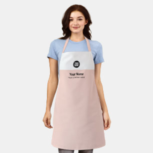 Tablier Logo du nom de l'employé rose vierge personnalisé 