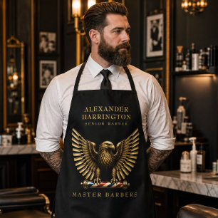 Tablier Logo du salon de coiffure Luxury Golden Eagle pour