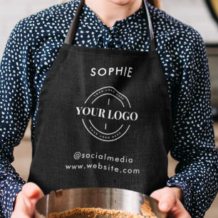 Tablier Logo Entreprise Personnalisé Moderne Simple Noir