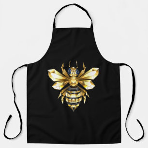 Tablier Logo Faux Gold Foil Bee Polygonal sur Noir