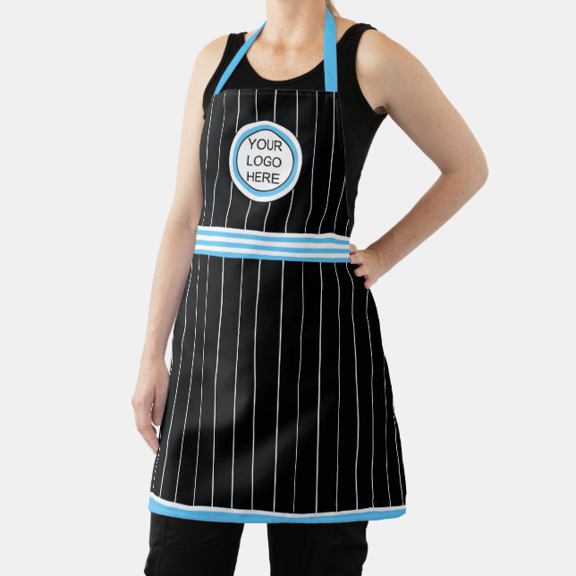 Tablier Logo personnalisé Bleu noir blanc Pinstripe (Insitu)