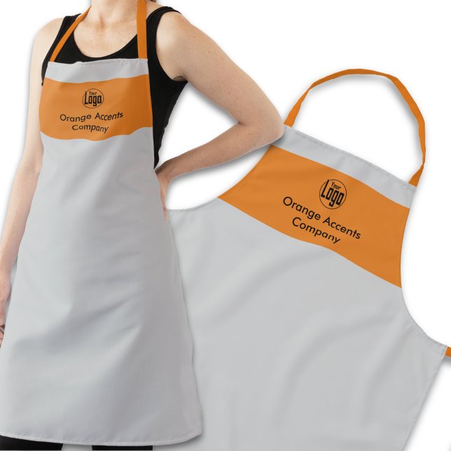 Tablier Logo personnalisé Nom de l'entreprise Grey Orange (Créateur téléchargé)