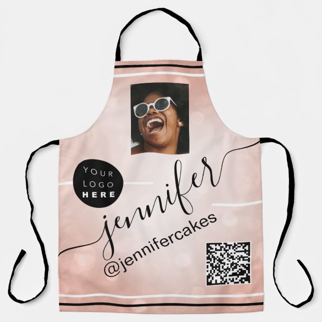 Tablier Logo photo personnalisée QR Menu CODE Restaurant R (Recto)