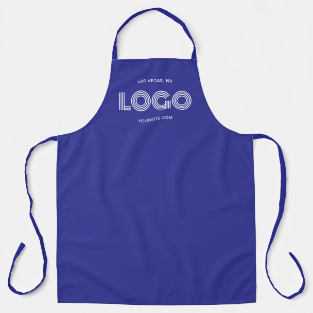 Tablier Logo rectangulaire moderne bleu profond et blanc (Recto)