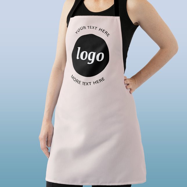 Tablier Logo simple avec texte rose tendre Entreprise (Logo and text business promotional or uniform apron)