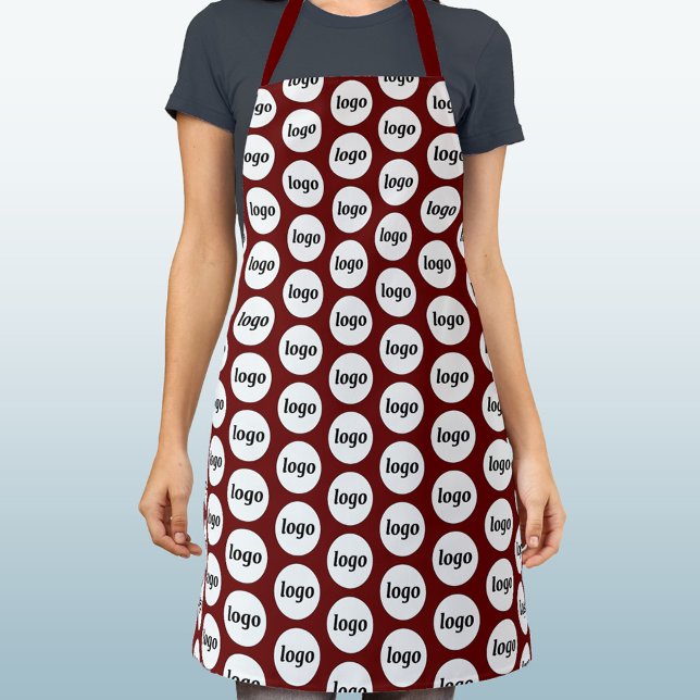 Tablier Logo simple Motif promotionnel Dark Red Burgundy (Simple logo pattern business branding promotional dark red burgundy apron)