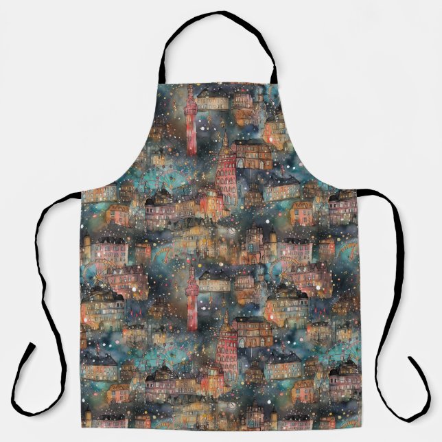 Tablier Londres à Noël & Nouvel An en aquarelles (Recto)