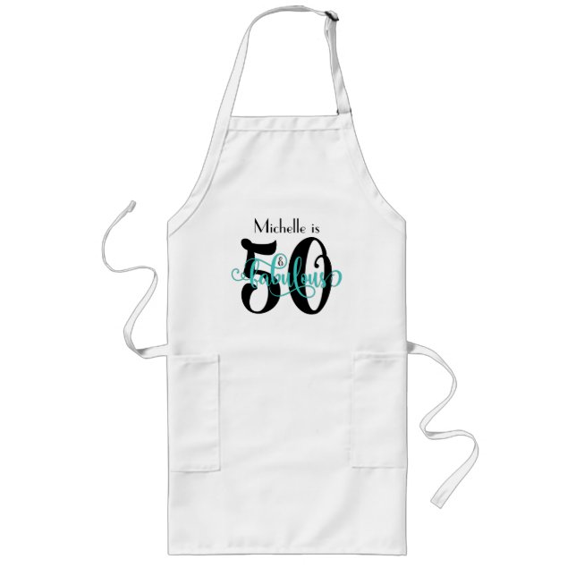 Tablier Long 50 et anniversaire fabuleux de typographie de noir (Devant)