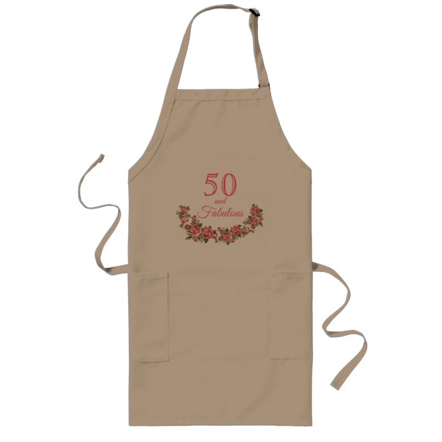 Tablier Long 50 et fabuleux rose floral | 50e anniversaire Appr (Devant)