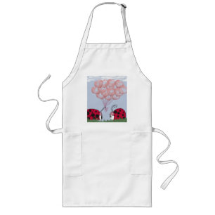Tablier Long Adorable Ladybug With Pretty Pink Balloon Bouquet