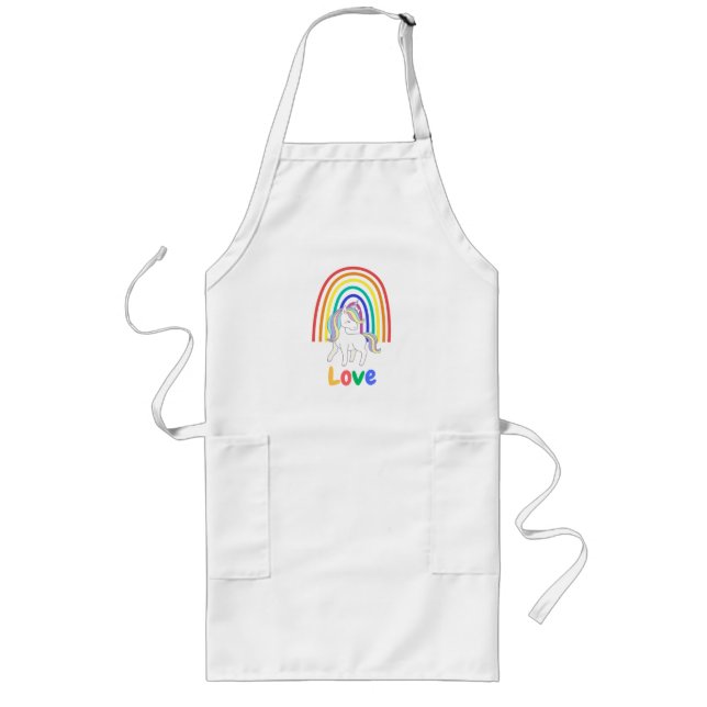 Tablier Long Aimer licorne arc-en-ciel (Devant)