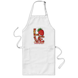 Tablier Long Amour et été   Rose et Brown   Fraise fraîche