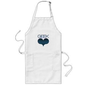Tablier Long Amour geek (Coeur) tablier, Bleu foncé