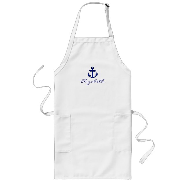 Tablier Long Ancre et nom nautique (Devant)