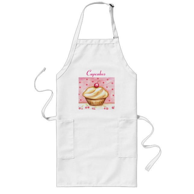 Tablier Long Apron cerise Cupcake (Devant)