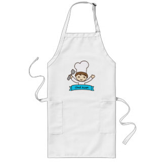 Tablier Long Apron for Kids with Hand-Drawn Masterchef Print