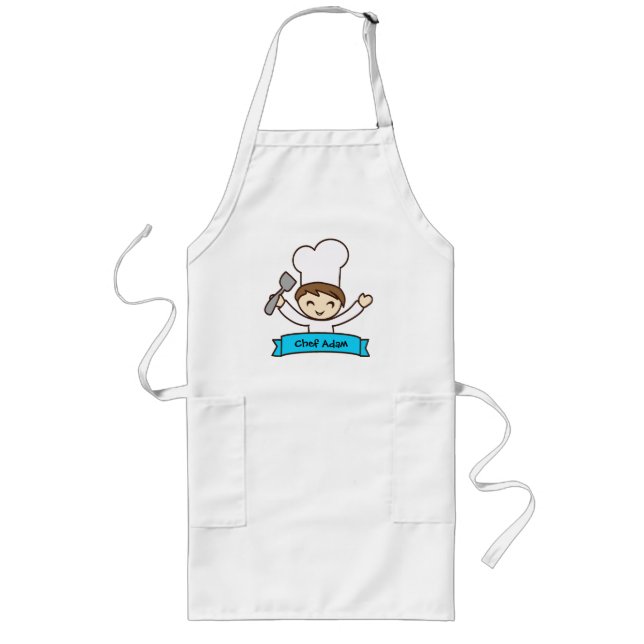 Tablier Long Apron for Kids with Hand-Drawn Masterchef Print (Devant)