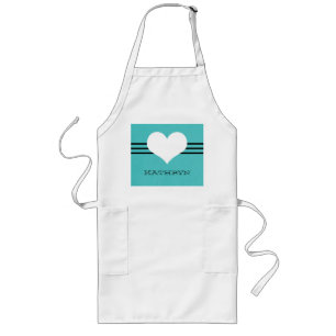 Tablier Long Aqua Modern Heart Apron
