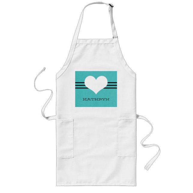 Tablier Long Aqua Modern Heart Apron (Devant)