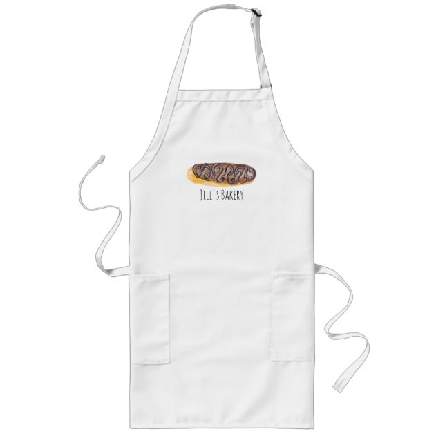 Tablier Long Aquarelle Eclair Donuts Fun Hand Peint (Devant)