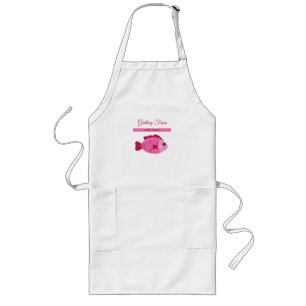 Tablier Long Aventure du lac rétro Poisson rose Design vintage
