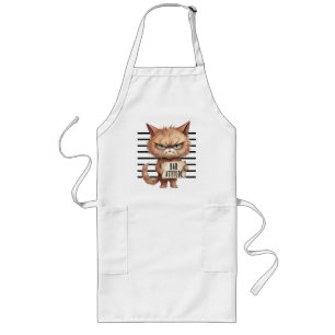 Tablier Long Bad Attitude Chat Mugshot - Drôle Feline Design