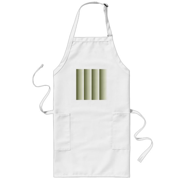 Tablier Long Bandes d'ombre vert olive (Devant)