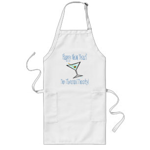 Tablier Long Barman de verre de cocktail de nouvelles années d