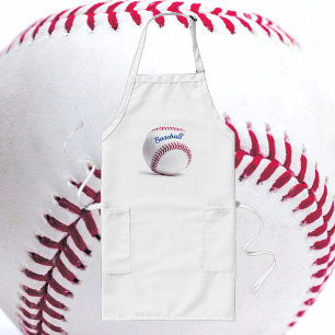 Tablier Long Baseball en pointillé rouge personnalisable