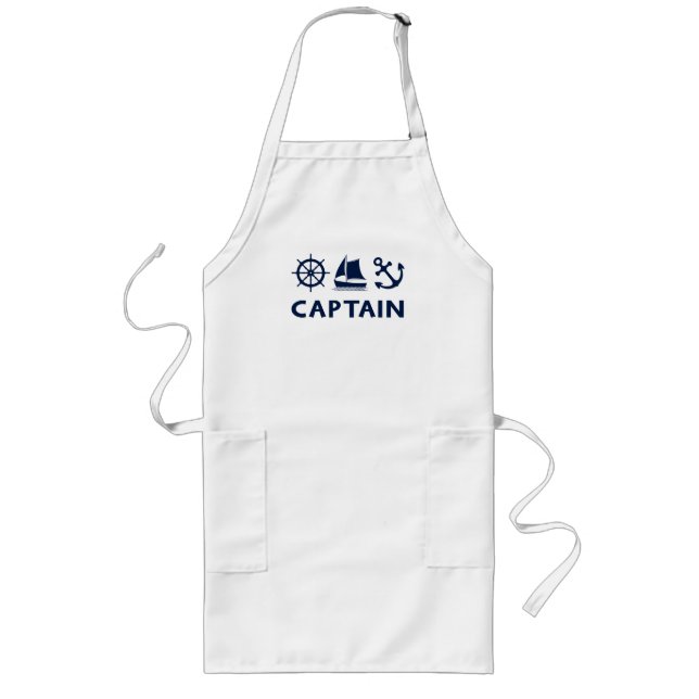Tablier Long Bateau à roues Ancre Capitaine Dark Blue (Devant)