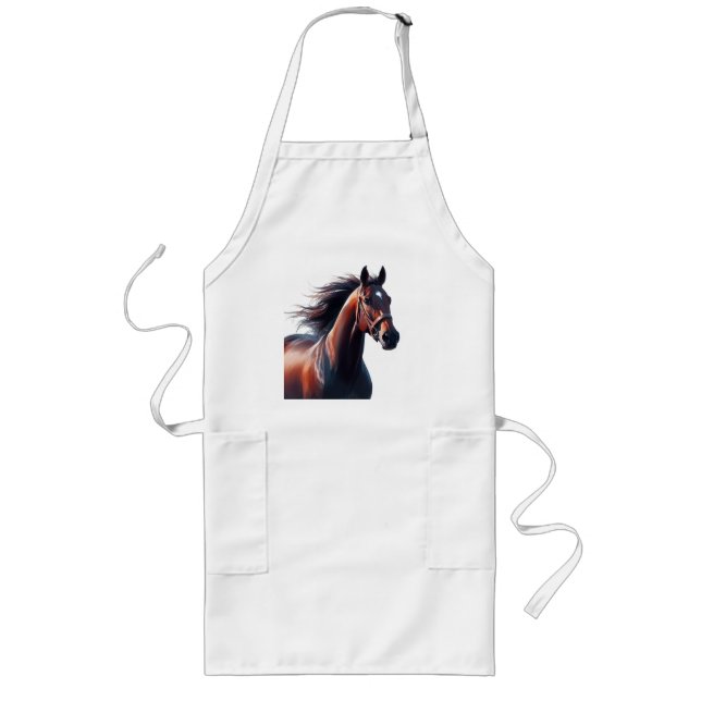 Tablier Long Beau Cheval Brown Nom personnalisé (Devant)