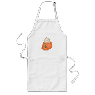 Tablier Long Bébé blanc en citrouille