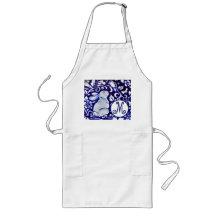 Bleu Blanc Rabbit Oiseau Floral Monogramme Élégant