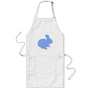 Tablier Long Bleu Polka Point Silhouette Lapin de Pâques Apron