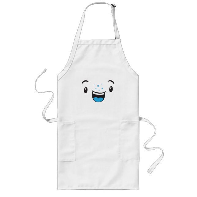 Tablier Long Bleu souriant Kawaii Face Apron (Devant)