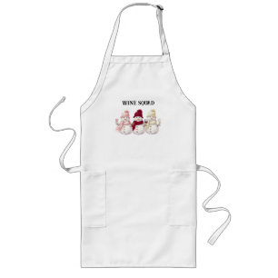 Tablier Long Bonhommes de neige Femmes tenant des verres à vin 