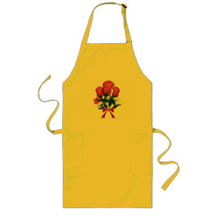 Tablier Long Bouquet de roses roses avec ruban floral