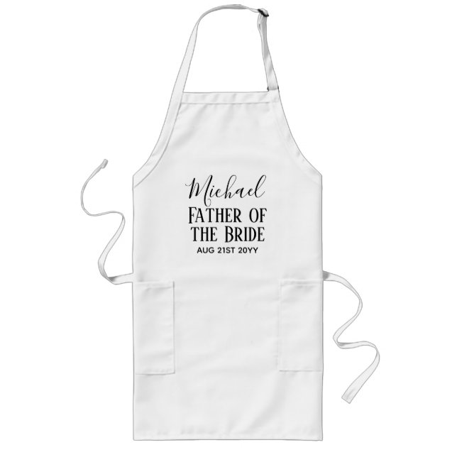 Tablier Long BUDGET Bestman Groomsmen Cadeaux Noir Blanc (Devant)