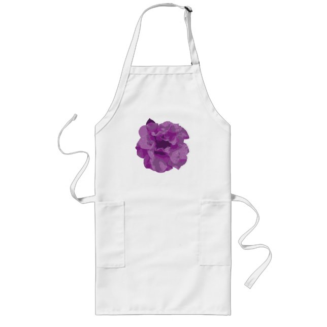 Tablier Long Camélia Fleur Violet Moderne (Devant)