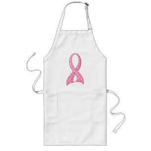 Tablier Long Cancer du sein de ruban de rose de point de polka