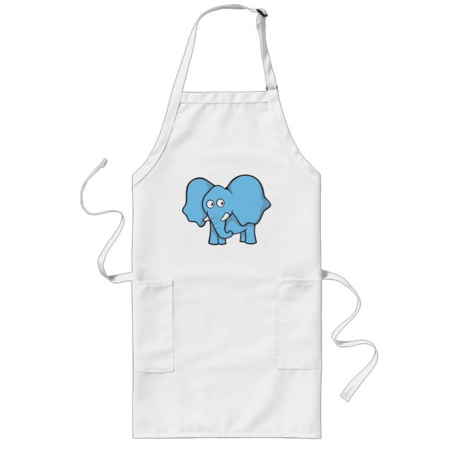 Tablier Long Caricature d'éléphant bleu (Devant)