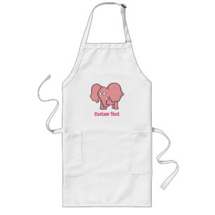Tablier Long Caricature d'éléphant rose long tablier